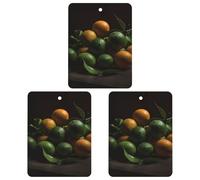 3 Pack Car Air Freshener Hanging Incense Chips Automotive Scented Hanging Sheets for Car Home Auto Interior Decor，Green And Yellow Oranges