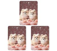 3 Pack Car Air Freshener Hanging Incense Chips Automotive Scented Hanging Sheets for Car Home Auto Interior Decor,Pomeranians Puppies And Point
