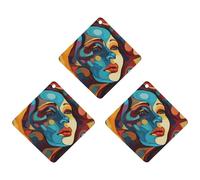 3 Pack Car Air Freshener Hanging Incense Chips Automotive Scented Hanging Sheets for Car Home Auto Interior Decor,Abstract Colored Woman Face