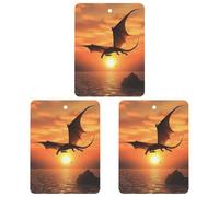 3 Pack Car Air Freshener Hanging Incense Chips Automotive Scented Hanging Sheets for Car Home Auto Interior Decor,Sea Sunset Flying Dragon