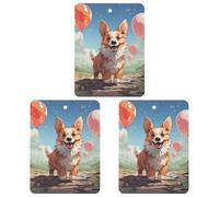 3 Pack Car Air Freshener Hanging Incense Chips Automotive Scented Hanging Sheets for Car Home Auto Interior Decor,Balloons And Walking Corgi