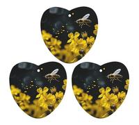 3 Pack Car Air Freshener Hanging Incense Chips Automotive Scented Hanging Sheets for Car Home Auto Interior Decor，Bees Flying over Flowers