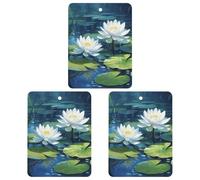 3 Pack Car Air Freshener Hanging Incense Chips Automotive Scented Hanging Sheets for Car Home Auto Interior Decor，Watercolor of Water Lilies
