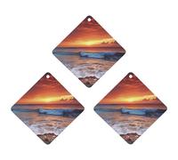 3 Pack Car Air Freshener Hanging Incense Chips Automotive Scented Hanging Sheets for Car Home Auto Interior Decor，Sea Water Dusk Beach Sunset