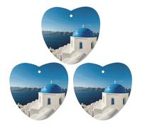 3 Pack Car Air Freshener Hanging Incense Chips Automotive Scented Hanging Sheets for Car Home Auto Interior Decor，Santorini Greek Island Sea View