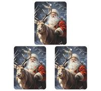3 Pack Car Air Freshener Hanging Incense Chips Automotive Scented Hanging Sheets for Car Home Auto Interior Decor,Santa Claus And Deer Elk