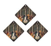 3 Pack Car Air Freshener Hanging Incense Chips Automotive Scented Hanging Sheets for Car Home Auto Interior Decor,Guitars Art
