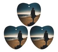 3 Pack Car Air Freshener Hanging Incense Chips Automotive Scented Hanging Sheets for Car Home Auto Interior Decor,Woman Walking on The Beach
