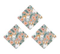 3 Pack Car Air Freshener Hanging Incense Chips Automotive Scented Hanging Sheets for Car Home Auto Interior Decor，Corgi Floral Flowers Spring Garden