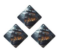 3 Pack Car Air Freshener Hanging Incense Chips Automotive Scented Hanging Sheets for Car Home Auto Interior Decor，Pirate Sailboat Full Moon