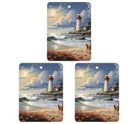3 Pack Car Air Freshener Hanging Incense Chips Automotive Scented Hanging Sheets for Car Home Auto Interior Decor，Sea Lighthouse Sandbeach