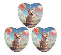 3 Pack Car Air Freshener Hanging Incense Chips Automotive Scented Hanging Sheets for Car Home Auto Interior Decor,Balloons And Walking Corgi