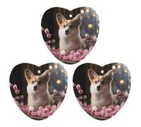3 Pack Car Air Freshener Hanging Incense Chips Automotive Scented Hanging Sheets for Car Home Auto Interior Decor,Corgi Dog on The Table