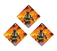 3 Pack Car Air Freshener Hanging Incense Chips Automotive Scented Hanging Sheets for Car Home Auto Interior Decor,Firefighter Fireman Flame