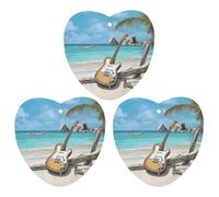 3 Pack Car Air Freshener Hanging Incense Chips Automotive Scented Hanging Sheets for Car Home Auto Interior Decorï¼ŒGuitar on The Beach