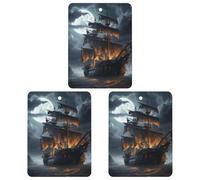 3 Pack Car Air Freshener Hanging Incense Chips Automotive Scented Hanging Sheets for Car Home Auto Interior Decor，Pirate Sailboat Full Moon