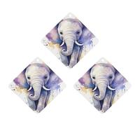 3 Pack Car Air Freshener Hanging Incense Chips Automotive Scented Hanging Sheets for Car Home Auto Interior Decor，Cute Elephant Watercolor