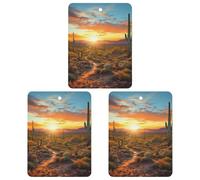 3 Pack Car Air Freshener Hanging Incense Chips Automotive Scented Hanging Sheets for Car Home Auto Interior Decor,Saguaros At Sunset