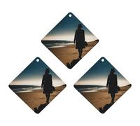 3 Pack Car Air Freshener Hanging Incense Chips Automotive Scented Hanging Sheets for Car Home Auto Interior Decorï¼ŒWoman Walking on The Beach