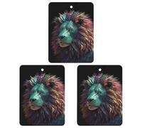 3 Pack Car Air Freshener Hanging Incense Chips Automotive Scented Hanging Sheets for Car Home Auto Interior Decor,Abstract 3D Art Lion