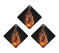 3 Pack Car Air Freshener Hanging Incense Chips Automotive Scented Hanging Sheets for Car Home Auto Interior Decor，Fire Guitar