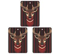 3 Pack Car Air Freshener Hanging Incense Chips Automotive Scented Hanging Sheets for Car Home Auto Interior Decor,Red And Brown Reindeer