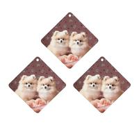 3 Pack Car Air Freshener Hanging Incense Chips Automotive Scented Hanging Sheets for Car Home Auto Interior Decor,Pomeranians Puppies And Point
