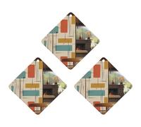 3 Pack Car Air Freshener Hanging Incense Chips Automotive Scented Hanging Sheets for Car Home Auto Interior Decor,Mid Century Modern