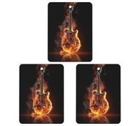3 Pack Car Air Freshener Hanging Incense Chips Automotive Scented Hanging Sheets for Car Home Auto Interior Decor，Fire Guitar