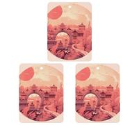 3 Pack Car Air Freshener Hanging Incense Chips Automotive Scented Hanging Sheets for Car Home Auto Interior Decor,Chinese Architectural Patterns
