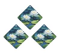 3 Pack Car Air Freshener Hanging Incense Chips Automotive Scented Hanging Sheets for Car Home Auto Interior Decor，Watercolor of Water Lilies