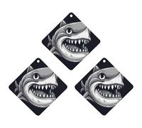 3 Pack Car Air Freshener Hanging Incense Chips Automotive Scented Hanging Sheets for Car Home Auto Interior Decor，Cartoon Shark with Wide Mouth