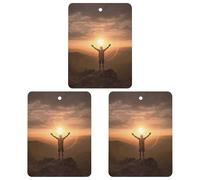 3 Pack Car Air Freshener Hanging Incense Chips Automotive Scented Hanging Sheets for Car Home Auto Interior Decor,Man Raises His Arms
