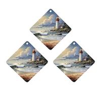 3 Pack Car Air Freshener Hanging Incense Chips Automotive Scented Hanging Sheets for Car Home Auto Interior Decor，Sea Lighthouse Sandbeach