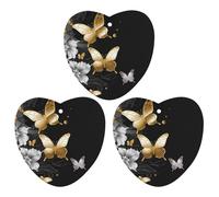 3 Pack Car Air Freshener Hanging Incense Chips Automotive Scented Hanging Sheets for Car Home Auto Interior Decor，Gold White Butterflies Black