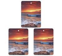 3 Pack Car Air Freshener Hanging Incense Chips Automotive Scented Hanging Sheets for Car Home Auto Interior Decor，Sea Water Dusk Beach Sunset