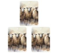 3 Pack Car Air Freshener Hanging Incense Chips Automotive Scented Hanging Sheets for Car Home Auto Interior Decor，Sheeps Watercolor