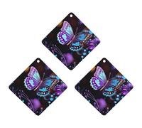 3 Pack Car Air Freshener Hanging Incense Chips Automotive Scented Hanging Sheets for Car Home Auto Interior Decor，Purple Butterfly And Flowers