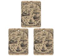 3 Pack Car Air Freshener Hanging Incense Chips Automotive Scented Hanging Sheets for Car Home Auto Interior Decor,Treasure Map Maritime Pirate