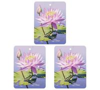 3 Pack Car Air Freshener Hanging Incense Chips Automotive Scented Hanging Sheets for Car Home Auto Interior Decor，Purple Water Lily