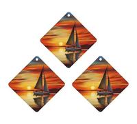 3 Pack Car Air Freshener Hanging Incense Chips Automotive Scented Hanging Sheets for Car Home Auto Interior Decor，Sunrise Sailing Boat