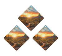3 Pack Car Air Freshener Hanging Incense Chips Automotive Scented Hanging Sheets for Car Home Auto Interior Decor,Saguaros At Sunset