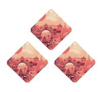 3 Pack Car Air Freshener Hanging Incense Chips Automotive Scented Hanging Sheets for Car Home Auto Interior Decor,Chinese Architectural Patterns