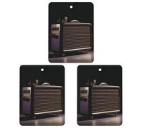 3 Pack Car Air Freshener Hanging Incense Chips Automotive Scented Hanging Sheets for Car Home Auto Interior Decor，Old Radio on Black Paper