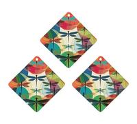 3 Pack Car Air Freshener Hanging Incense Chips Automotive Scented Hanging Sheets for Car Home Auto Interior Decor，Various Colorful Dragonflies