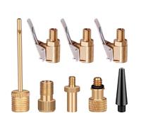 3-Pack Car Valve Lever Plug Air Chuck Tyre Inflator Connector & 5 Adapter Set compatible with Schrader to Presta Valve - Brass Tire Air Chucks for Bike Pump Clips Adaptor