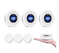 3-Pack Carbon Monoxide Detector, Carbon Monoxide Alarm with LCD Display & Low Battery Warning, 85dB Loud Carbon Monoxide Alarms for Home, Car & Motorhome - Battery Operated, Easy to Install