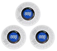 3-Pack Carbon Monoxide Detector, Carbon Monoxide Alarm with LCD Display & Low Battery Warning, 85dB Loud Carbon Monoxide Alarms for Home, Car & Motorhome - Battery Operated, Easy to Install