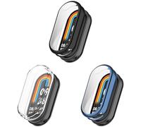 3 Pack Case Compatible with Xiaomi Smart Band 10 with Screen Protector, Flexible TPU Shockproof Scratch Proof Cover Case for Xiaomi Mi Band 10 (Black/Blue/Clear)