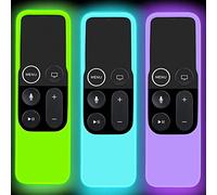 3 Pack Cases Compatible with Apple TV 4K/ 4th Gen Remote Light Weight Anti-Slip Shock Proof Silicone Cover for Controller for Apple TV Siri Remote (Green+Sky+Purple)